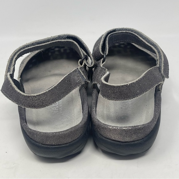 Naot Arataki Shoes Womens 6 Gray Shimmer Nubuck Leather Strap Cut Out Comfort - Picture 10 of 13